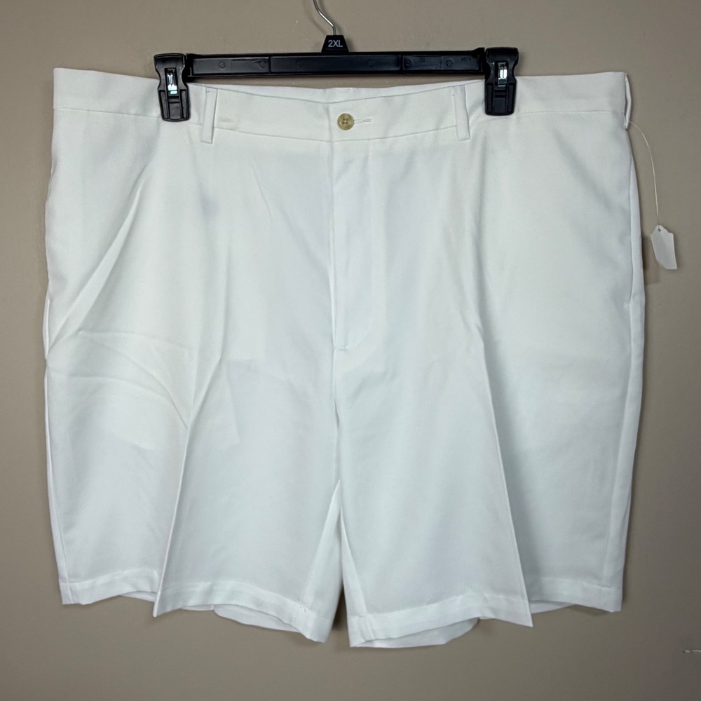 Pro Tour Mens White Golf Shorts Size 44 Flat Front Polyester Twill Activewear
